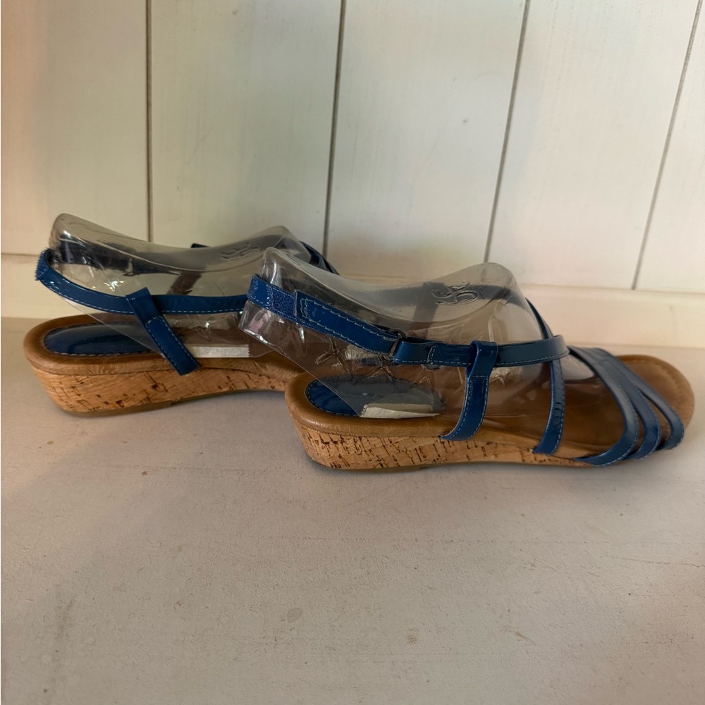Montana West Blue Strappy Wedge Sandals